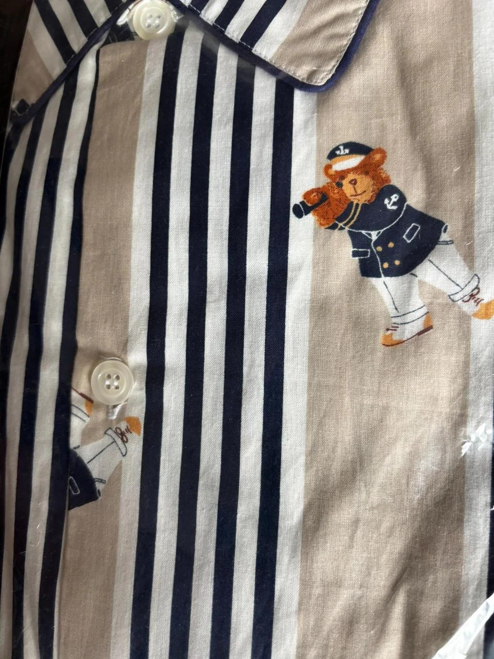 🧸 100% Cotton Striped Pajamas with Bear Motif Boyfriend Cut - Size XL – photo 4